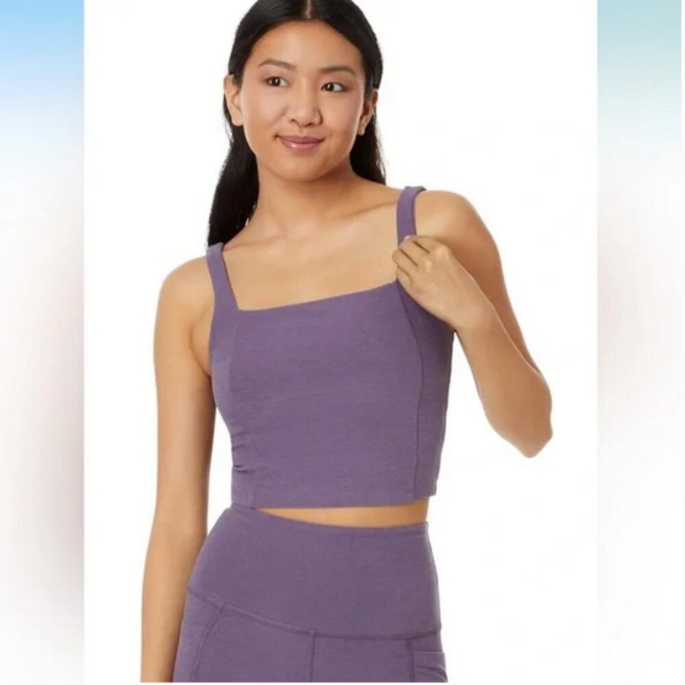 💜 Beyond Yoga ✨ Spacedye‎ Impress Cropped Tank - BUILT-IN SHELF BRA - PURPLE